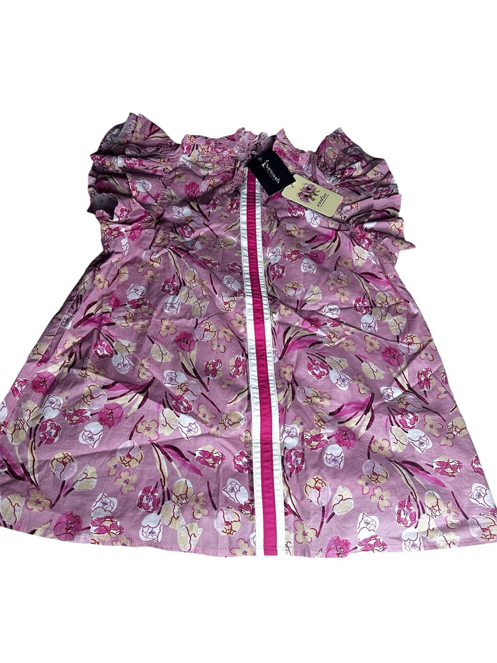 entro Pink Floral Ruffle-Trim Sleep Top